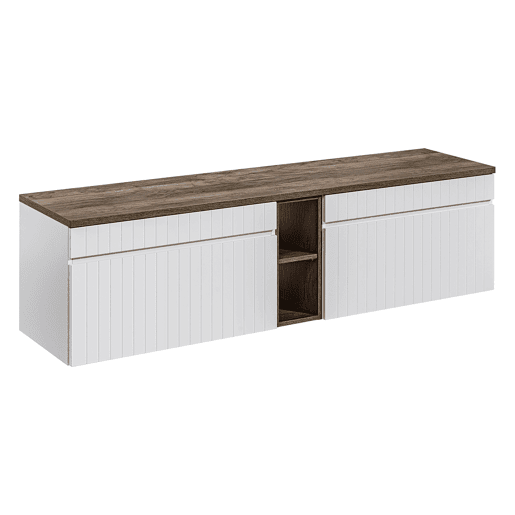 Móvel lavatório duplo 180cm 2 nichos Zelie Branco Madeira e Verde