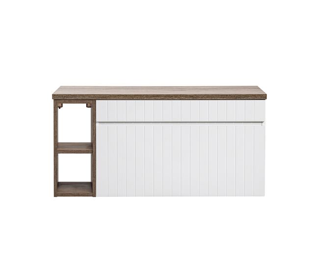 Mueble bajo lavabo 100cm 2 nichos zelie blanco y madera