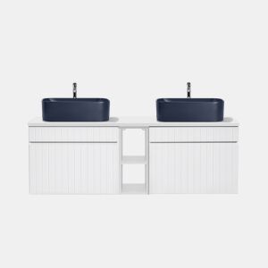 Móvel lavatório duplo 140cm 2 nichos Zelie Branco e Azul