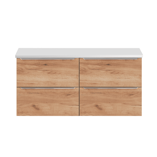 Móvel sob lavatório 120cm plano de trabalho April Madeira e Branco
