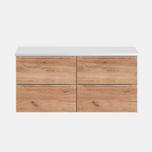 Móvel sob lavatório 120cm plano de trabalho April Madeira e Branco