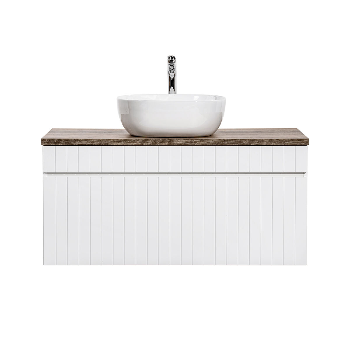 Mueble lavabo individual 100cm zelie blanco y madera
