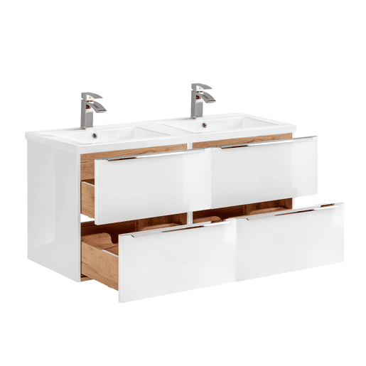Móvel lavatório duplo encastrável 120cm Abril Branco