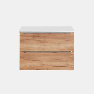 Móvel sob-lavatório 80cm tampo April Madeira e Branco