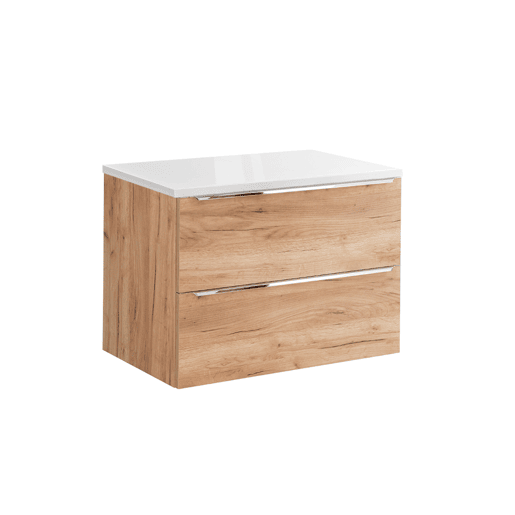 Móvel sob-lavatório 80cm tampo April Madeira e Branco