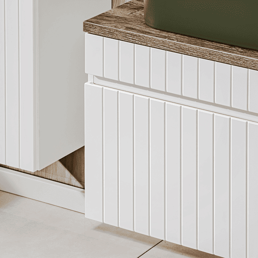 Móvel de toucador Zelie 160cm branco e madeira
