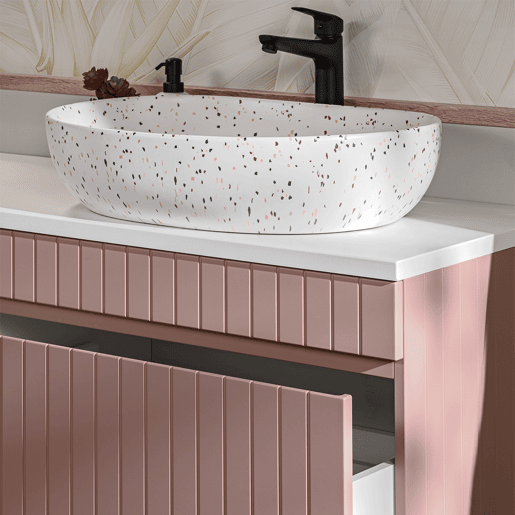 Móvel de toucador Zelie 100cm rosa e branco