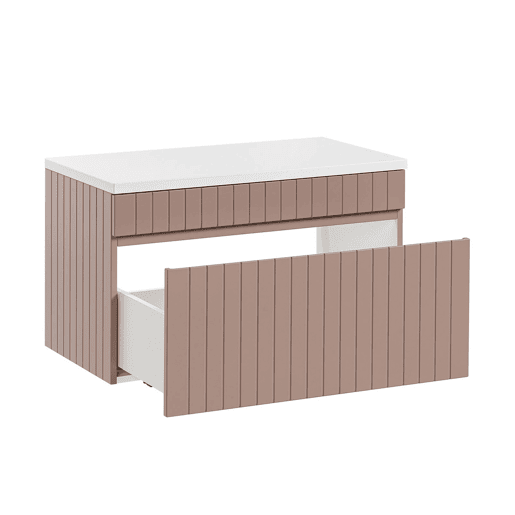 Móvel de toucador Zelie 80cm em rosa e branco