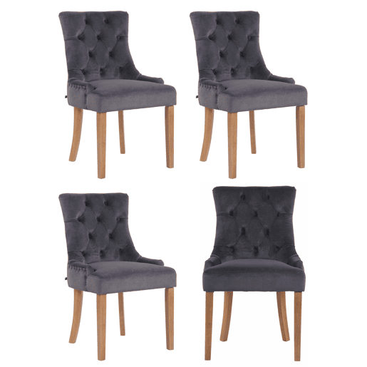 Juego de 4 sillas de comedor Aberdeen en terciopelo Gris oscuro 58X55X92 cm