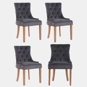 Juego de 4 sillas de comedor Aberdeen en terciopelo Gris oscuro 58X55X92 cm