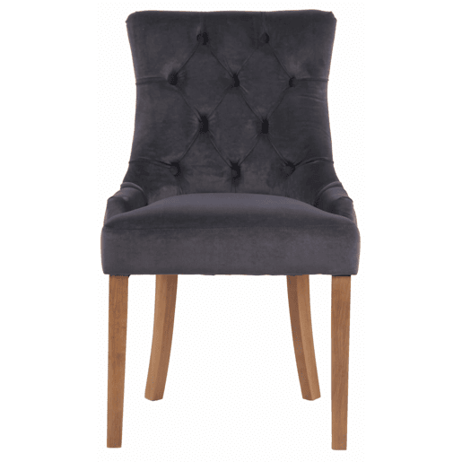 Juego de 4 sillas de comedor Aberdeen en terciopelo Gris oscuro 58X55X92 cm