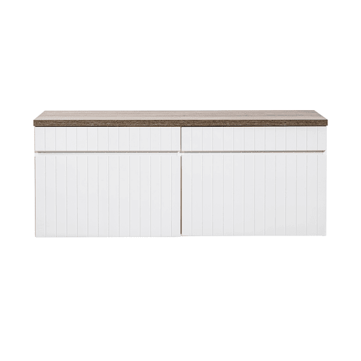 Móvel sob lavatório 120cm plano de lavatório Zelie Branco e Madeira