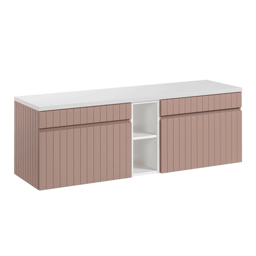 Móvel de toucador Zelie rosa e branco 140cm 2 nichos