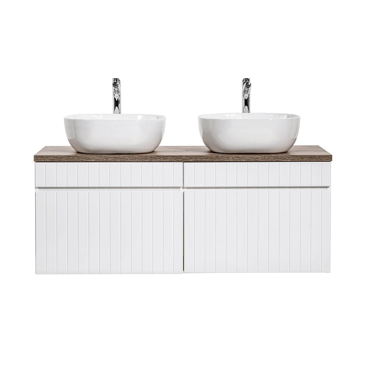 Mueble doble lavabo 120cm zelie blanco y madera