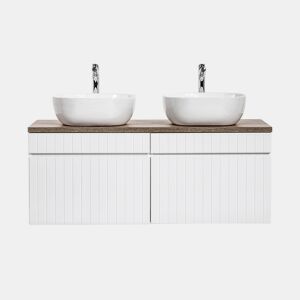 Móvel lavatório duplo Zelie branco e madeira 120cm