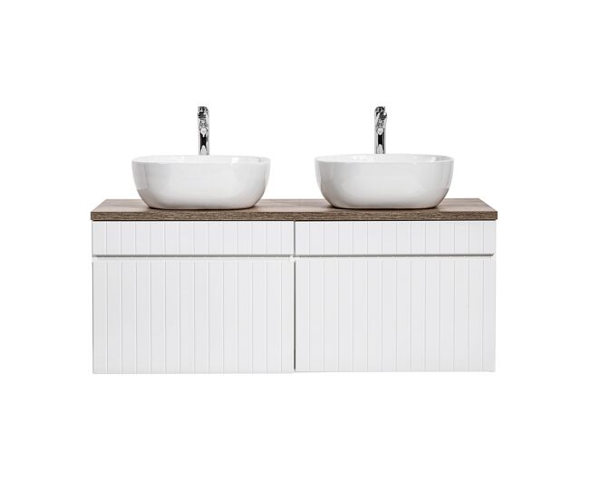 Mueble doble lavabo 120cm zelie blanco y madera