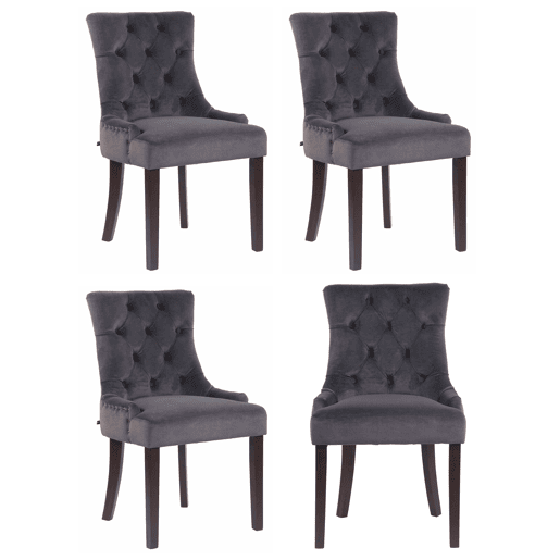 Juego de 4 sillas de comedor Aberdeen en terciopelo Gris oscuro 58X55X92 cm