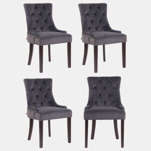 Juego de 4 sillas de comedor Aberdeen en terciopelo Gris oscuro 58X55X92 cm