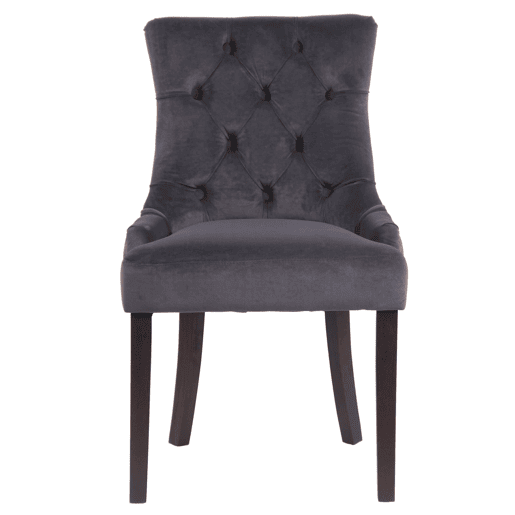 Juego de 4 sillas de comedor Aberdeen en terciopelo Gris oscuro 58X55X92 cm