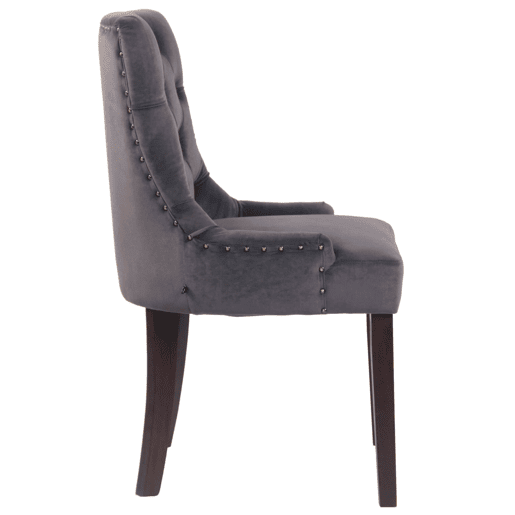 Juego de 4 sillas de comedor Aberdeen en terciopelo Gris oscuro 58X55X92 cm