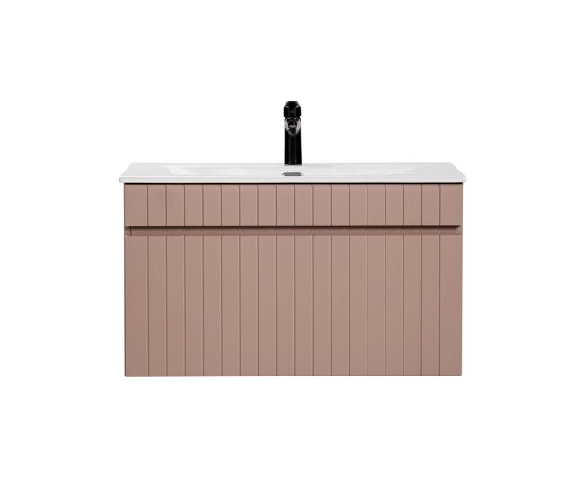 Mueble lavabo individual encastrado 80 cm zelie rosado