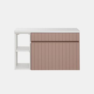 Móvel de toucador 80cm 2 nichos Zelie Rosa e Branco