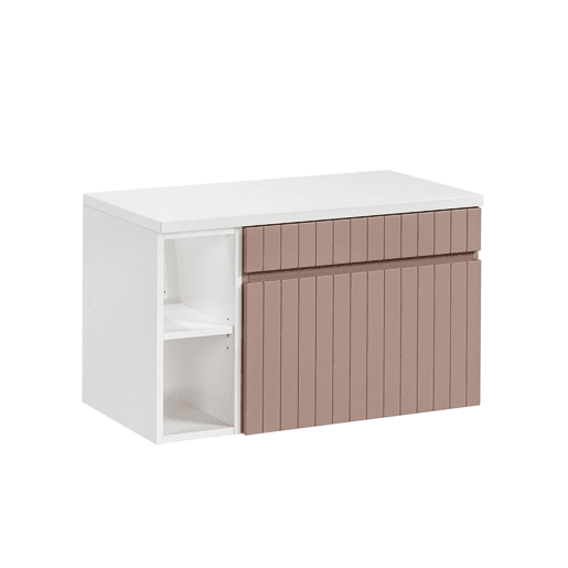 Móvel de toucador 80cm 2 nichos Zelie Rosa e Branco