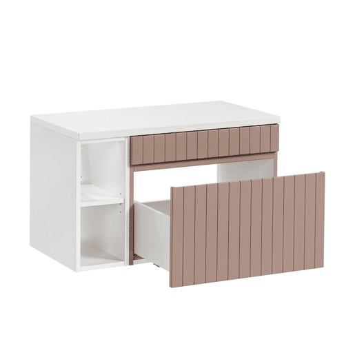Móvel de toucador 80cm 2 nichos Zelie Rosa e Branco