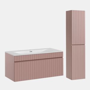 Lavatório individual 100cm e pedestal Zelie rosa