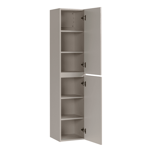 Conjunto móvel lavatório duplo 140cm 2 nichos e coluna Zelie Caxemira e Madeira