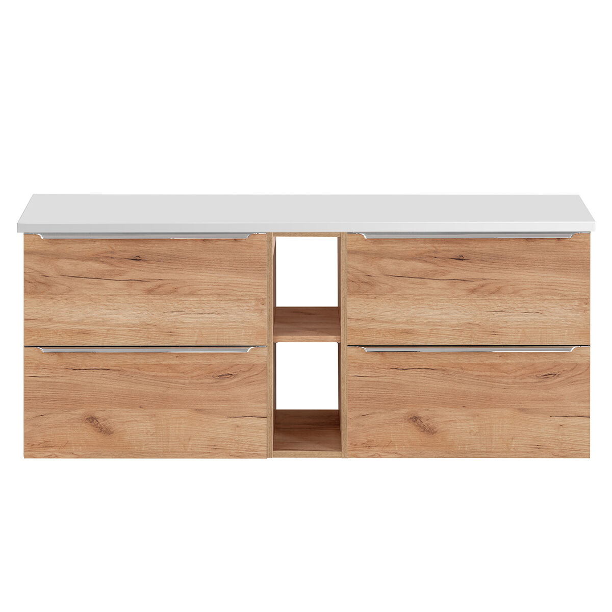 Mueble bajo lavabo 140 cm 2 nichos april madera y blanco