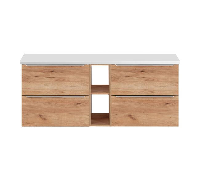 Mueble bajo lavabo 140 cm 2 nichos april madera y blanco