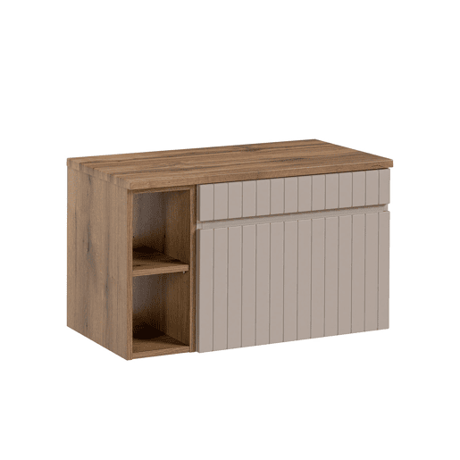 Móvel de toucador 80cm 2 nichos Zelie Caxemira e Madeira
