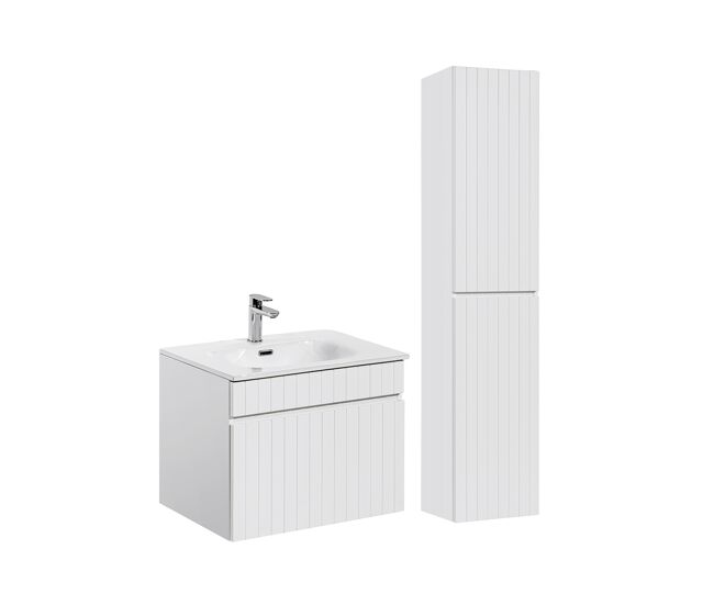 Conjunto mueble lavabo individual encastrado 60cm y columna zelie blanco