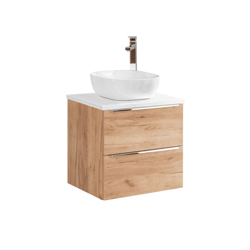 Móvel simples lavatório 60cm April Madeira e Branco