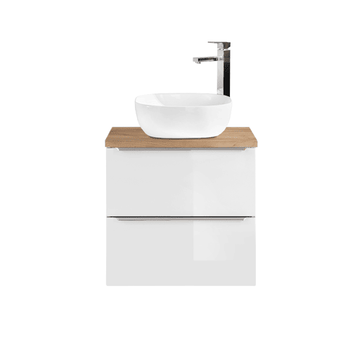 Móvel simples lavatório 60cm April Branco e Madeira Móvel simples lavatório 60cm April Branco e Madeira