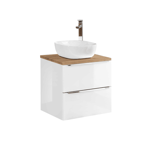 Móvel simples lavatório 60cm April Branco e Madeira Móvel simples lavatório 60cm April Branco e Madeira