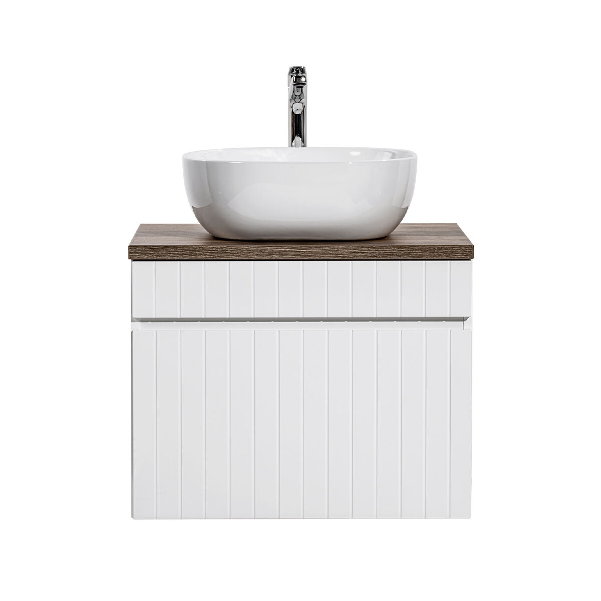 Mueble lavabo individual 60cm zelie blanco y madera