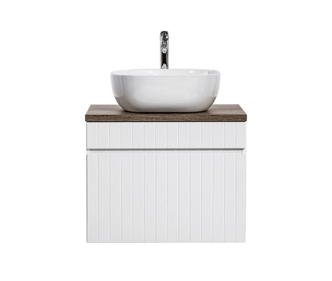 Mueble lavabo individual 60cm zelie blanco y madera