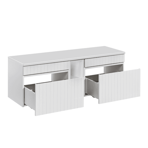 Conjunto móvel lavatório duplo 140cm 2 nichos e coluna Zelie Branco e Azul