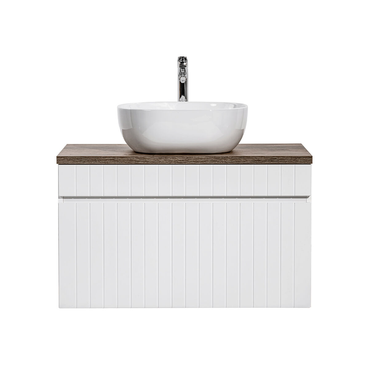 Mueble lavabo individual 80cm zelie blanco y madera