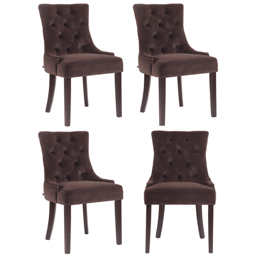 Juego de 4 sillas de comedor Aberdeen en terciopelo Marrón 58X55X92 cm