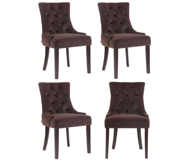 Juego de 4 sillas de comedor aberdeen en terciopelo marrón 58x55x92 cm