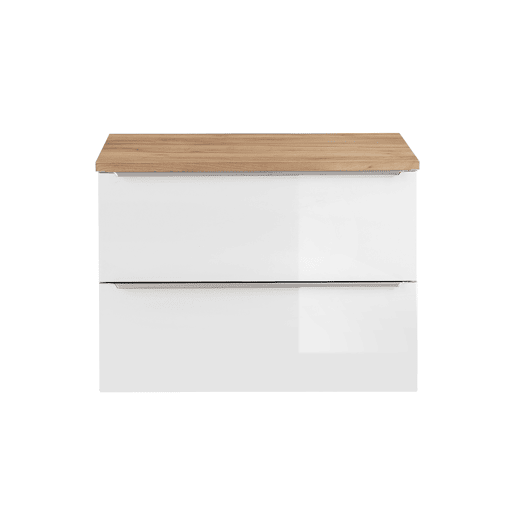 Móvel sob lavatório 80cm tampo April Branco e Madeira Móvel sob lavatório 80cm tampo April Branco e Madeira