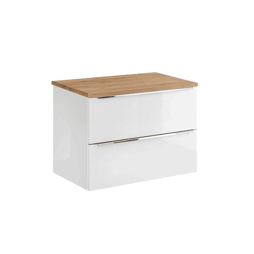 Móvel sob lavatório 80cm tampo April Branco e Madeira Móvel sob lavatório 80cm tampo April Branco e Madeira