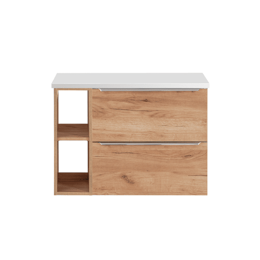 Móvel sob-lavatório 80cm 2 nichos April Madeira e Branco Móvel sob-lavatório 80cm 2 nichos April Madeira e Branco