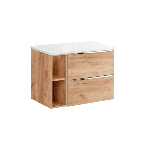 Móvel sob-lavatório 80cm 2 nichos April Madeira e Branco Móvel sob-lavatório 80cm 2 nichos April Madeira e Branco