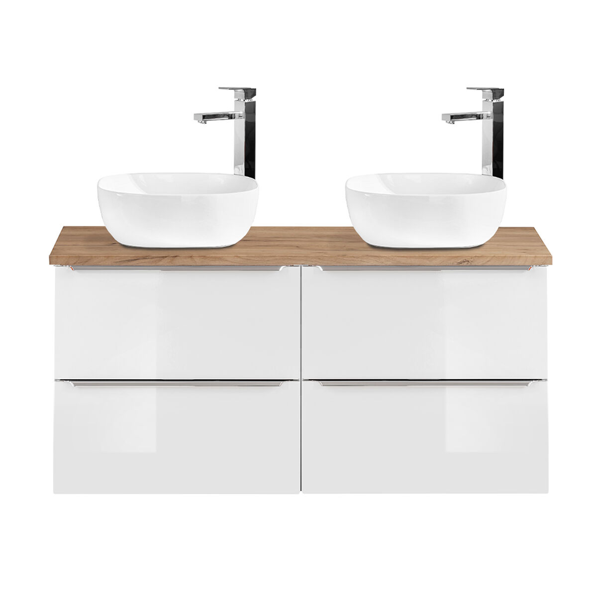 Mueble doble lavabo 120 cm april blanco y madera