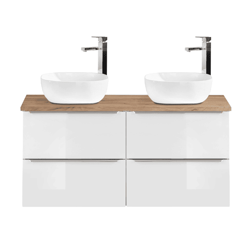 Móvel lavatório duplo 120cm Abril Branco e Madeira