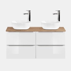 Móvel lavatório duplo 120cm Abril Branco e Madeira